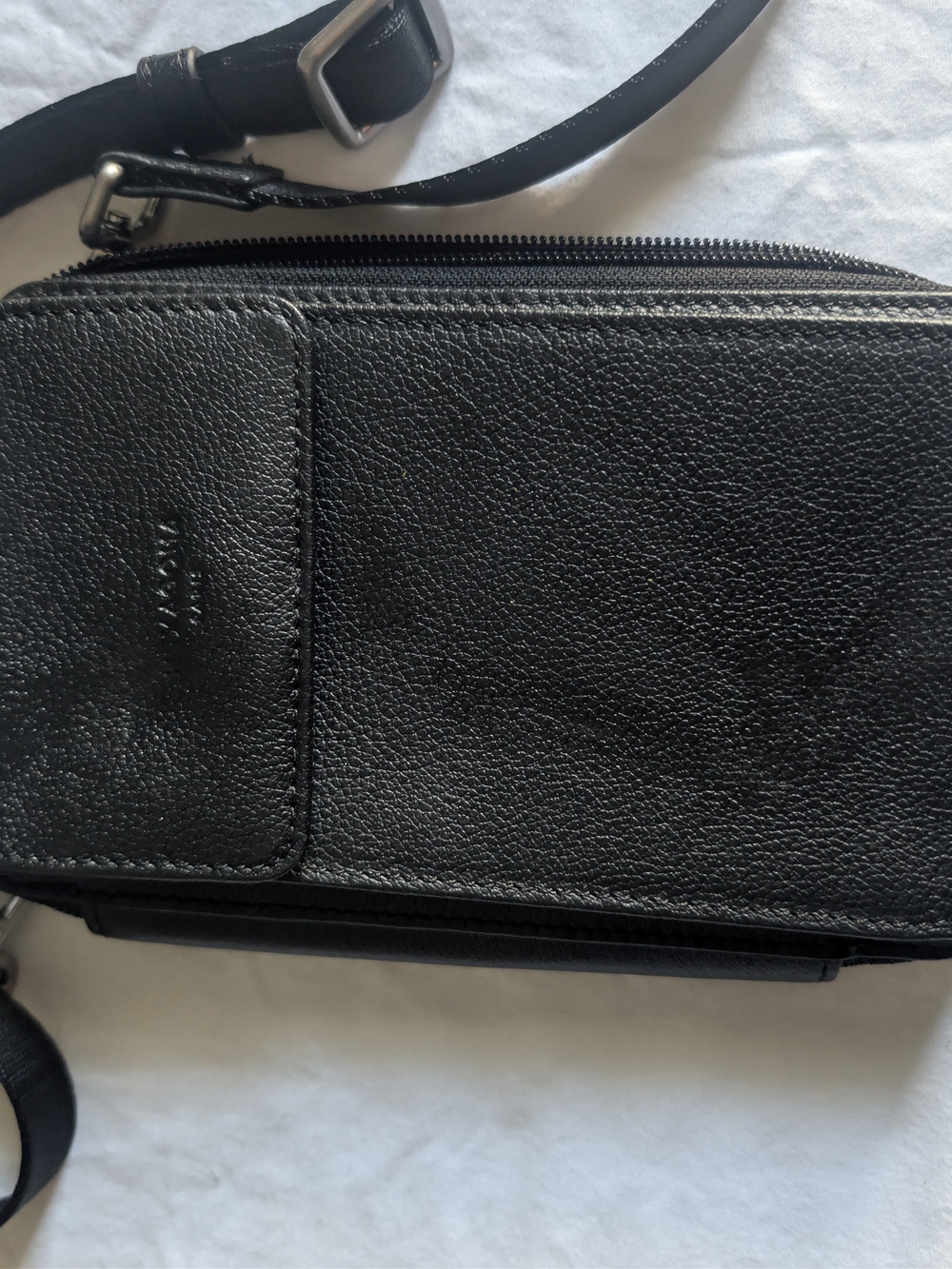 Hexagona Black Leather Crossbody Sling Bag - Men